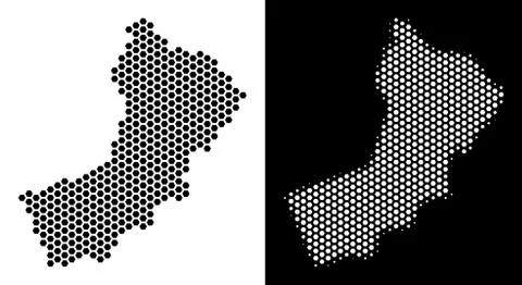 Oman Map Hex Tile Abstraction イラスト素材