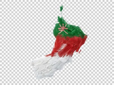 Oman map made of feathers on a transparent background, 3d illustration. Stock Illustration