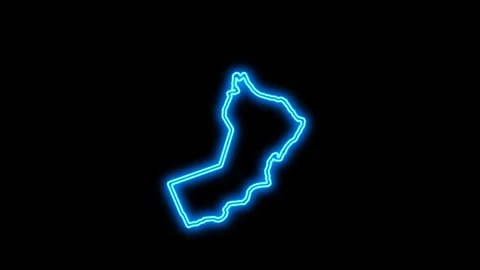 Oman Map Outline Neon Lights Stock Footage 332850406