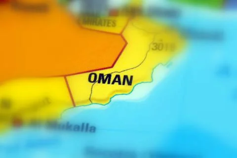 Oman on a map Stock Photos