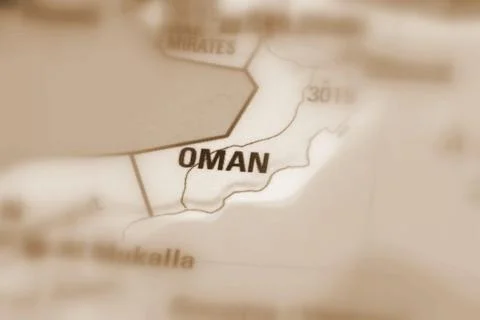 Oman on a map Stock Photos