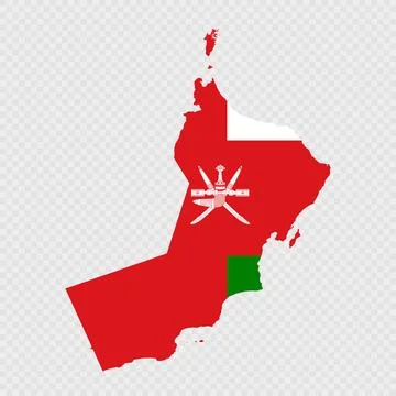 Oman map silhouette with flag. Stock Illustration