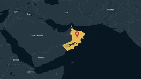 Oman Middle East Map Locator Animation Dark Theme 4K Stock Footage 343976943