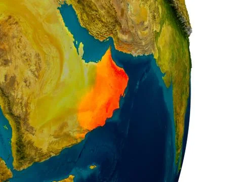 Oman on model of planet Earth Stock Illustration