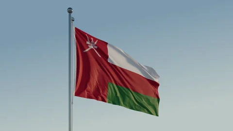 Oman Muscat Flag seamless loop Cinematic Realistic Waving Blue Sky Stock Footage 316715522