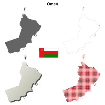 Oman outline map set Иллюстрация