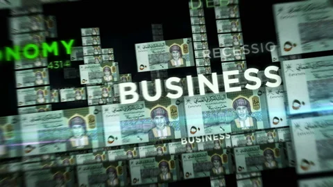Oman Rial money banknotes seamless loop flight Stock Footage 171531689