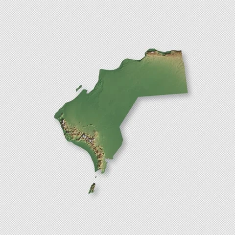 Oman Rotating 3D Relief Map Seamless Loop, Alpha Channel 4K Видео 340705029