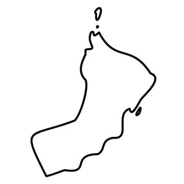 Oman - solid black outline border map of country area. Simple flat vector 스톡 일러스트