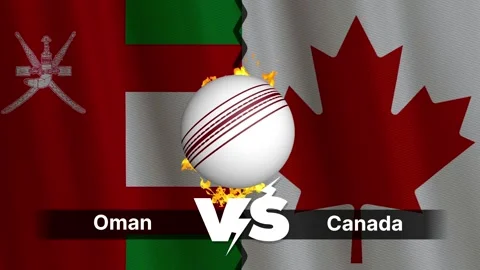 Oman vs Canada 4K Animated Cricket Intro with Flags and Ball Motion Video stock 312105543