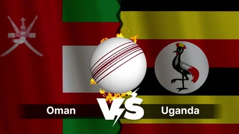 Oman vs Uganda 4K Animated Cricket Intro with Flags and Ball Motion Stock Footage 312105690