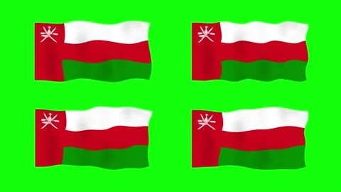 Oman Waving Flag 2D Animation on Green Screen Background. Looping seamless .. Stock Footage 228070525