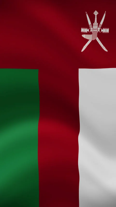 Oman Waving Flag in Vertical Orientation – Realistic Loop Animation Stock Footage 294948518