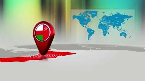 Oman World Map Pin Location Background Loop 4k Stock Footage 341815728
