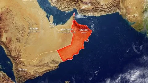 OMAN Zoom Map 2D Stock Illustration