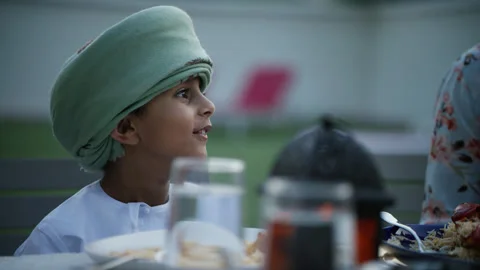 Omani boy talking. Stock Footage 152891690