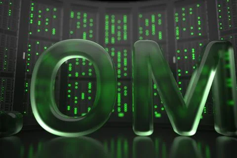 Omani domain .om on server room background. Internet in Oman related conceptual Stock Illustration