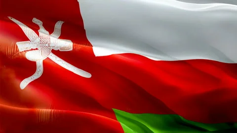 Omani flag Closeup 1080p Full HD 1920X1080 footage Stock Footage 166317579