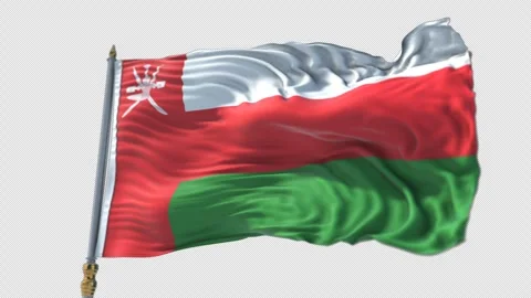 Omani Flag on a flagpole Waving on Transparent Alpha Background Vídeo Stock 292302525