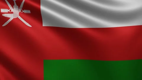 Omani flag in the wind close up, the national flag of Oman flutters in 3d, in 4k Stock Footage 219510406