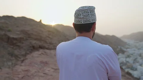 Omani Man  Looking at City Stock Footage 196004020