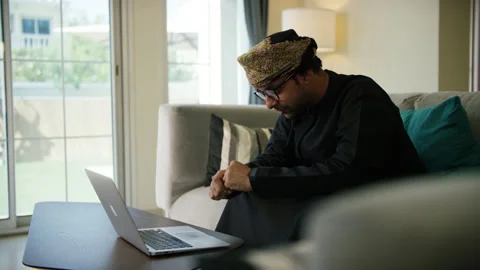 Omani man working from home. Stock Footage 151260396