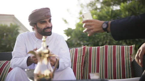 Omani men talking to each other. Stock Footage 151419305