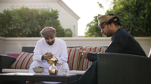 Omani men talking to each other. Stock Footage 151422683
