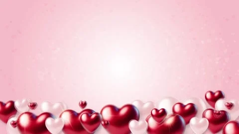 Omantic Pink Gradient Loop Animation Background with Red and White Hearts 스톡 동영상 300552019