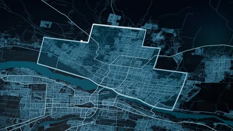 Omdurman Sudan Glowing Digital Map Animation 4K Stock Footage 337671044