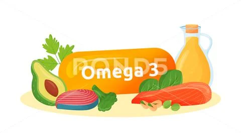 Omega 3 food sources cartoon vector illustration ~ Clip Art #165401079