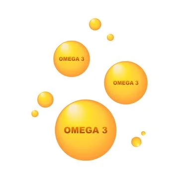 Omega 3 icon. Circle drops. Healthy food additives fatty acid, fish oil Mol.. Stock Illustration
