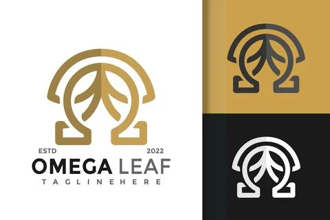 Omega Leaf Creative Logo Design Vector Template Stock Illustration