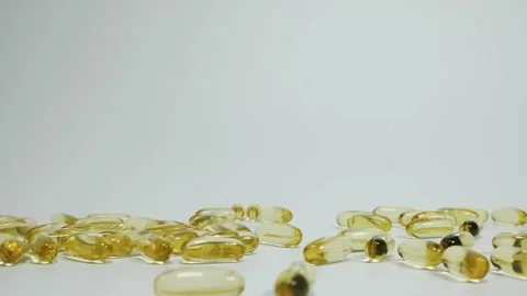 Omega pills instructions close-up on a light background Stock Footage 239933052