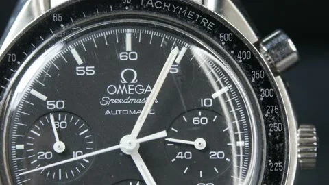 Omega Speedmaster Speedy Rack Focus Automatic Chronograph macro shot Stock Footage 151515921