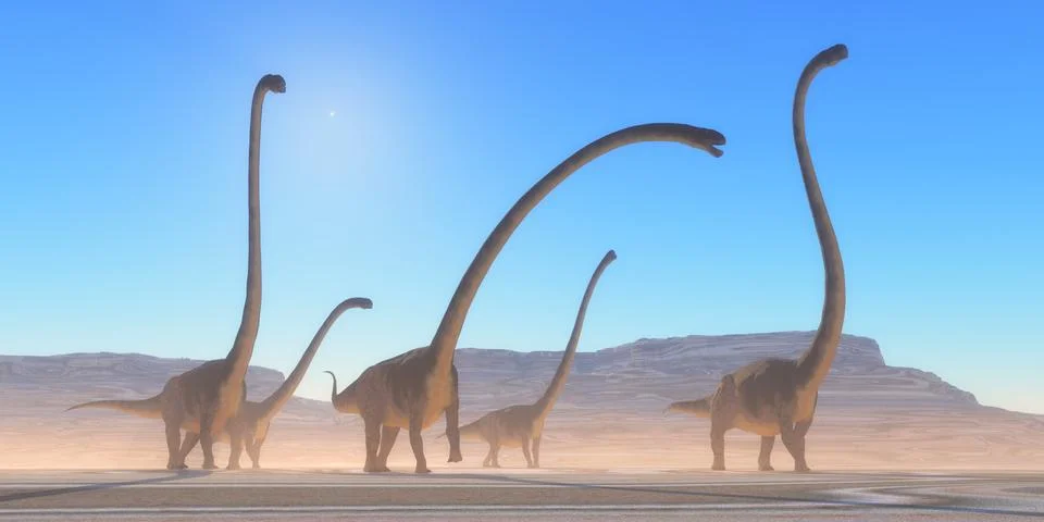 Omeisaurus Dinosaur Desert Stock Illustration