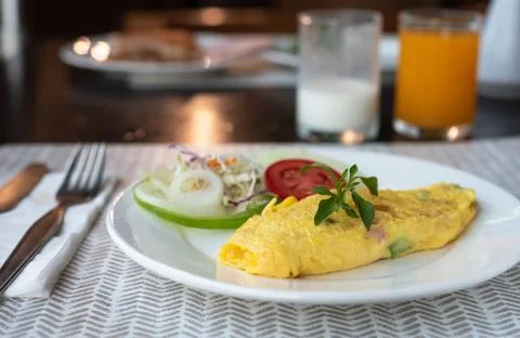 Omelet and vegetable Stock Photos