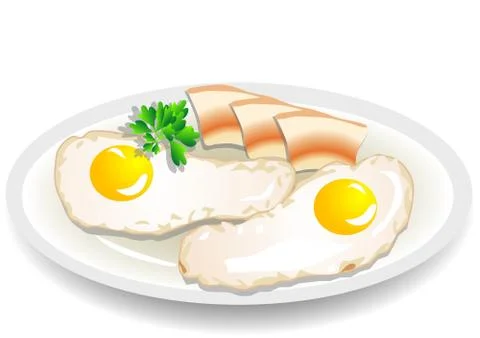 Omelet with bacon Stock Illustration