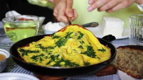 Omelet Breakfast Close-Up Stock Footage 265144266