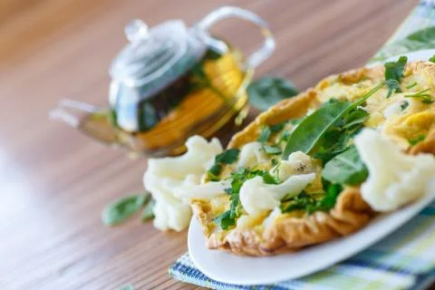 Omelet with cauliflower Stock Photos