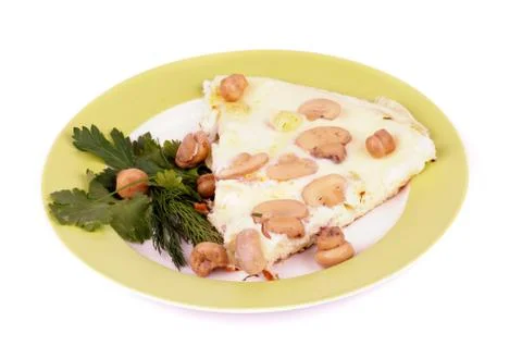 Omelet with Champignons Stock Photos
