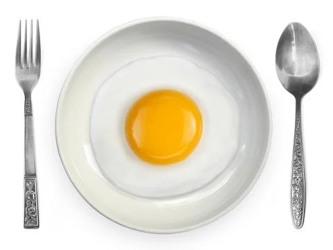 Omelet  fried on ceramic plates isolated on white background Stock Photos