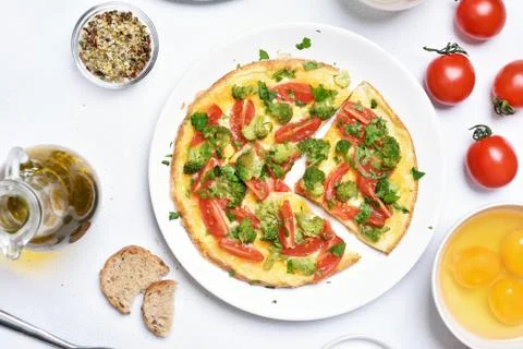 Omelet, top view Stock Photos