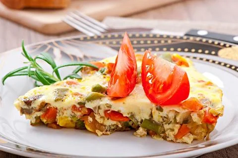 Omelet with vegetables Foto stock
