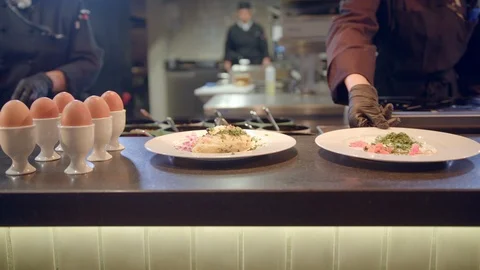 Omelette dish served for breakfast in fancy restaurant Stock-Footage 99400788
