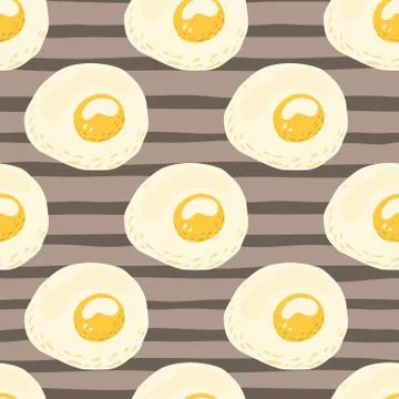 Omelette doodle seamless pattern. Simple food ornament with breakfast meal on Stock Illustration