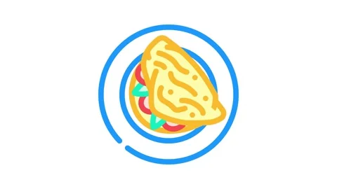 Omelette egg color icon animation Stock Footage 327268060