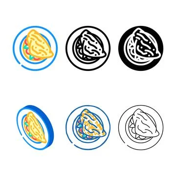 Omelette egg color icon vector variants Stock Illustration