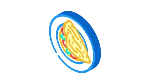 Omelette egg isometric icon animation Stock Footage 327291132