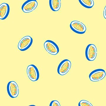 Omelette egg isometric icon seamless pattern Stock Illustration